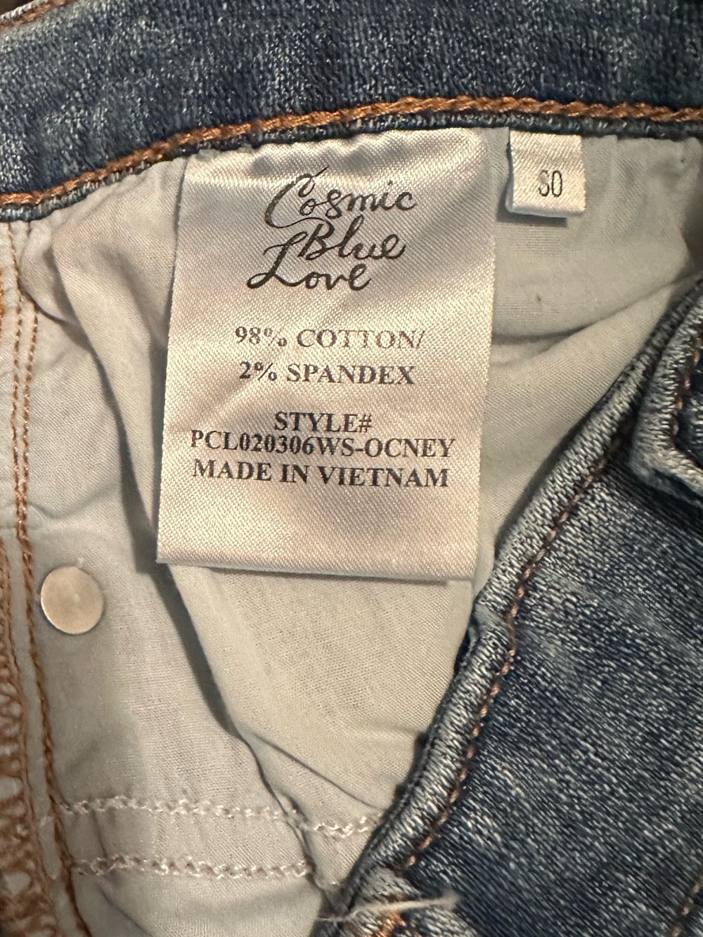 Women's Cosmic Blue Love Distressed Denim Shorts - Picture 4 of 4